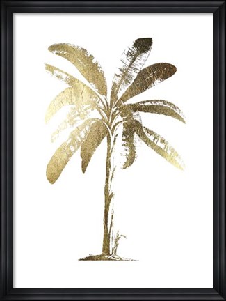 Framed Gold Foil Tropical Palm II- Metallic Foil Print