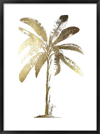 Framed Gold Foil Tropical Palm II- Metallic Foil Print