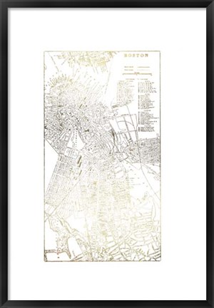 Framed Gold Foil City Map Boston- Metallic Foil Print