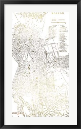 Framed Gold Foil City Map Boston- Metallic Foil Print