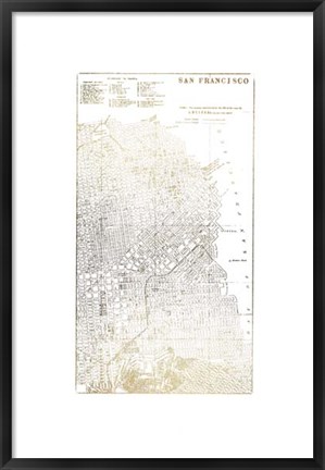 Framed Gold Foil City Map San Francisco- Metallic Foil Print