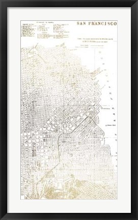 Framed Gold Foil City Map San Francisco- Metallic Foil Print