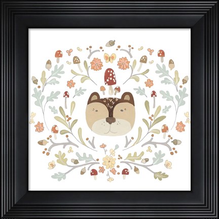 Framed Whimsical Woodland Faces I Print