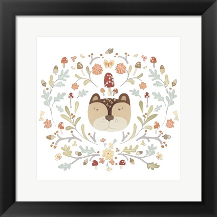 Framed Whimsical Woodland Faces I Print