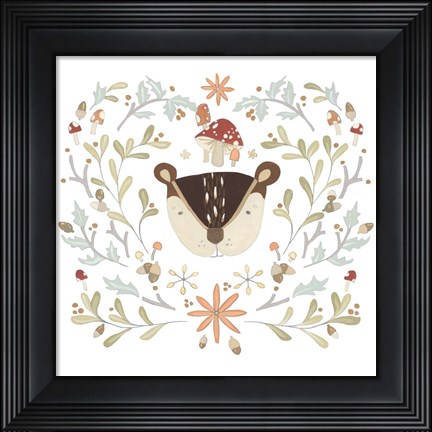 Framed Whimsical Woodland Faces II Print