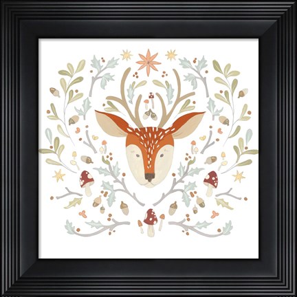 Framed Whimsical Woodland Faces III Print