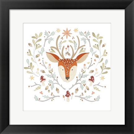 Framed Whimsical Woodland Faces III Print