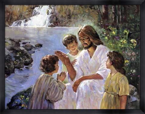 Framed Christ And The Children Print