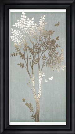 Framed Sage Silhouette I - Metallic Foil Print