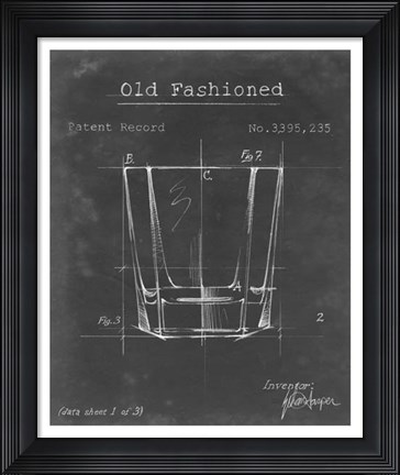 Framed Barware Blueprint I Print