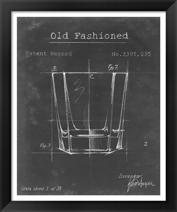 Framed Barware Blueprint I Print