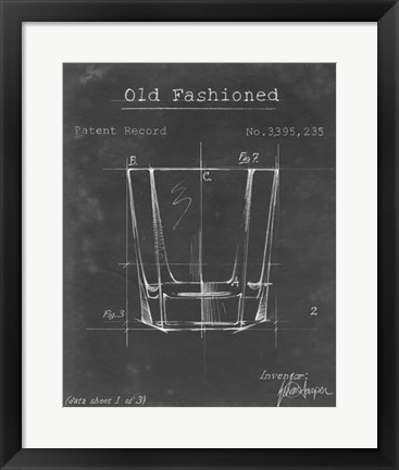 Framed Barware Blueprint I Print