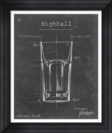 Framed Barware Blueprint II Print