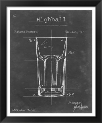 Framed Barware Blueprint II Print