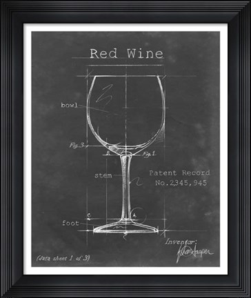 Framed Barware Blueprint III Print
