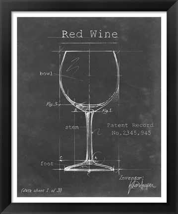 Framed Barware Blueprint III Print