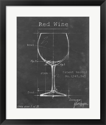 Framed Barware Blueprint III Print