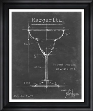 Framed Barware Blueprint VI Print