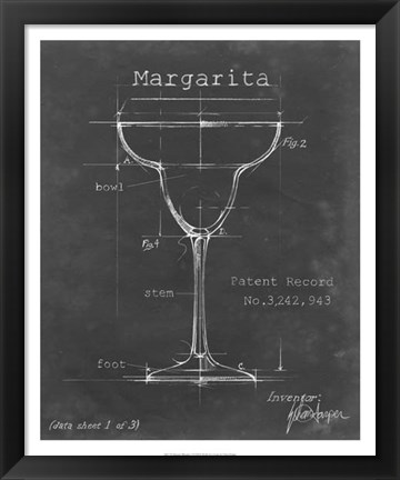 Framed Barware Blueprint VI Print