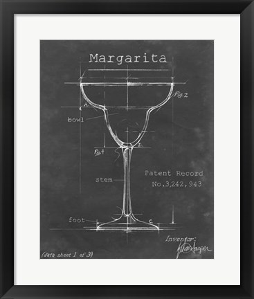 Framed Barware Blueprint VI Print