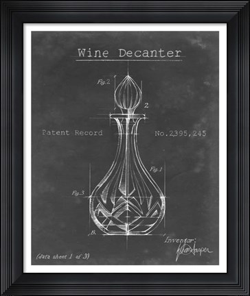 Framed Barware Blueprint VIII Print