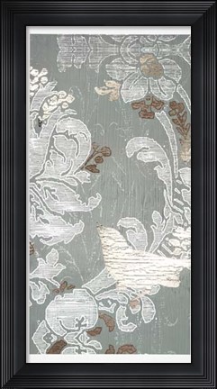 Framed Gilded Damask Songbird II - Metallic Foil Print