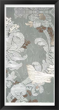 Framed Gilded Damask Songbird II - Metallic Foil Print