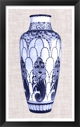 Framed Blue &amp; White Vase I Print