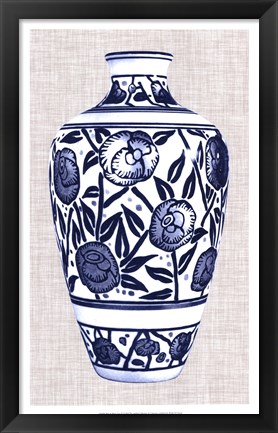 Framed Blue &amp; White Vase IV Print