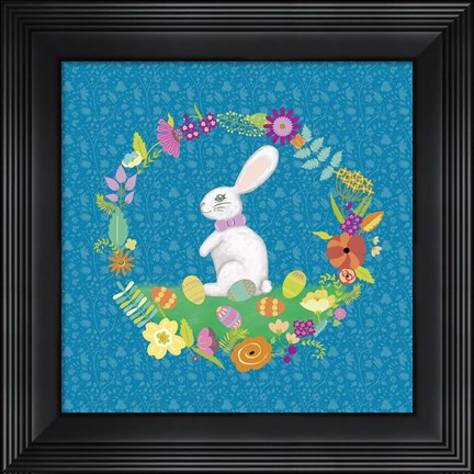 Framed Bunny Wreath II Print