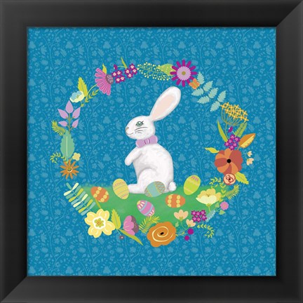 Framed Bunny Wreath II Print