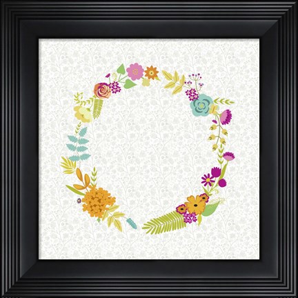 Framed Girly Wreath I Print