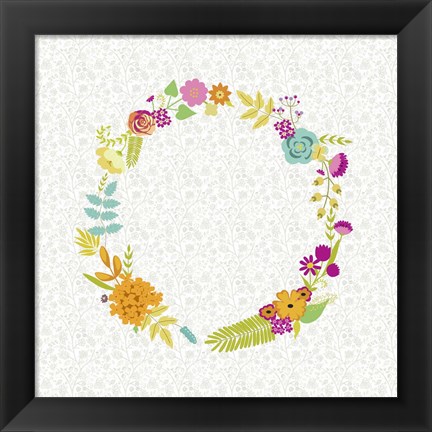 Framed Girly Wreath I Print