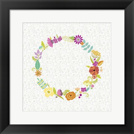 Framed Girly Wreath II Print