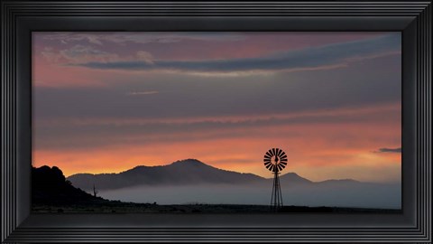 Framed Mountains and Windmill Print