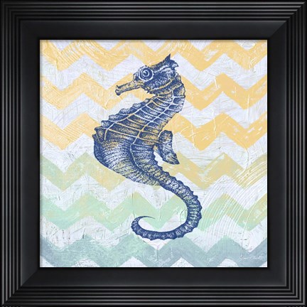Framed Chevron Sea Horse Print