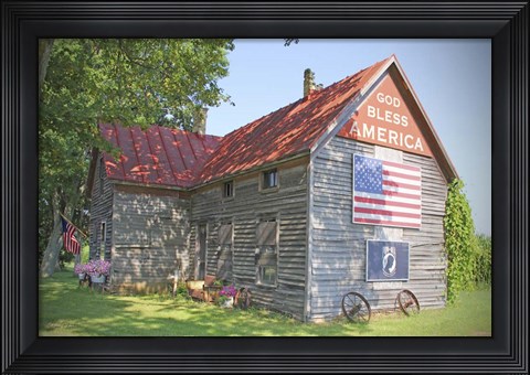 Framed God Bless America House Print