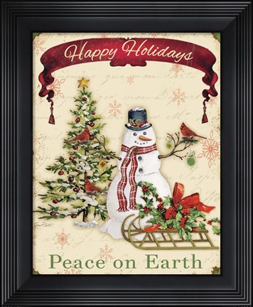 Framed Happy Holidays - Snowman Print