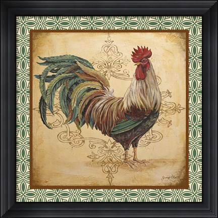 Framed Cockadoodledoo - Green Border Print