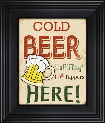 Framed Cold Beer Sign Print