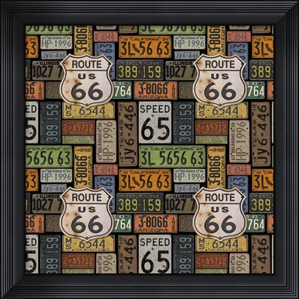 Framed Route 66 -  Black II Print