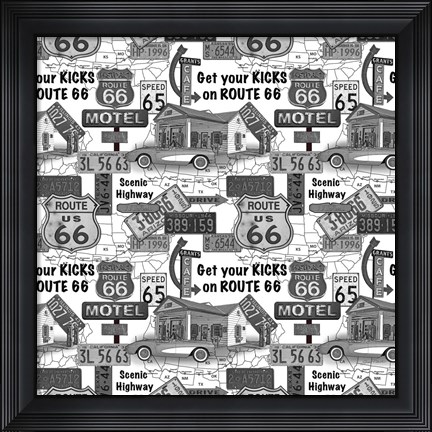 Framed Route 66 - Grey Print