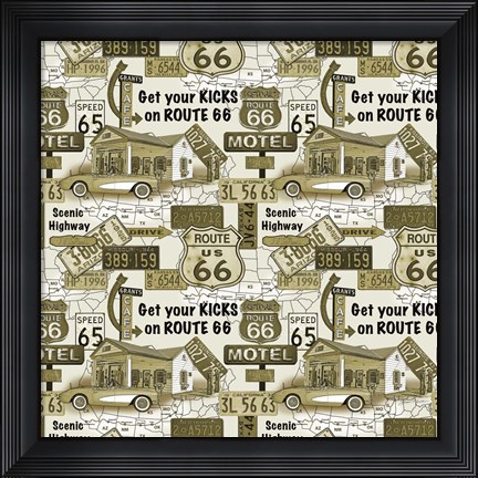 Framed Route 66 - Gold Print