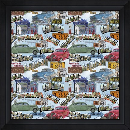 Framed Route 66 - Cars I Print