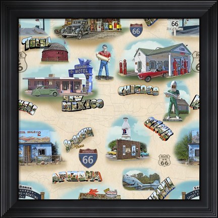 Framed Route 66 Landmarks II Print