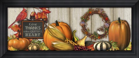 Framed Give Thanks with a Grateful Heart Print