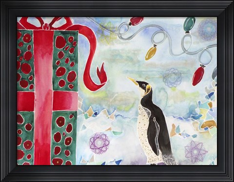 Framed Merry Christmas Penguin Print