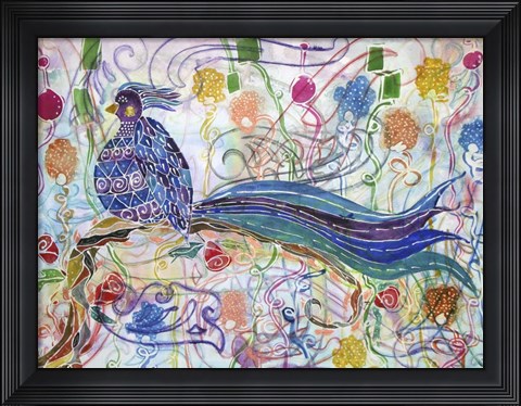 Framed Bird in the Roses Print