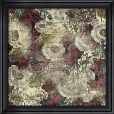 Framed Floral Boquet Scripty Collage Print