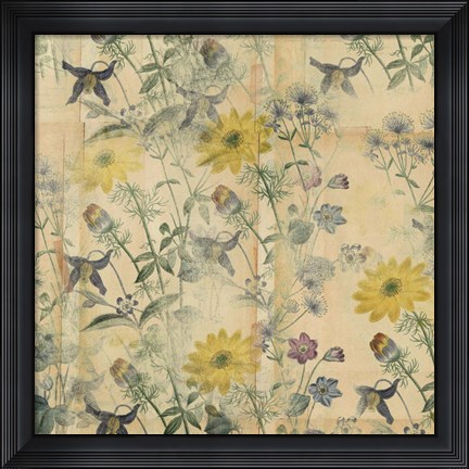 Framed Floral Collage Layered Papers Print